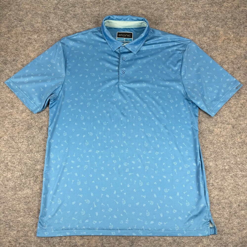 Etonic Golf Polo Shirt All Over Print Blue Mens Large L